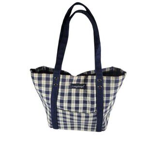 Longaberger Homestead 100% Cotton Small Blue Plaid Tote Bag Lined